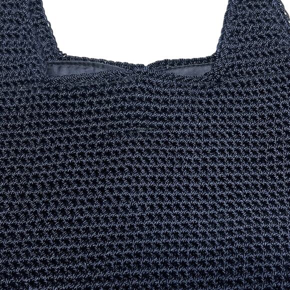 Purse The Sak Crochet Hobo Shoulder Bag Dark Blue Slouchy Inner Zip Pocket Lined - Picture 3 of 14